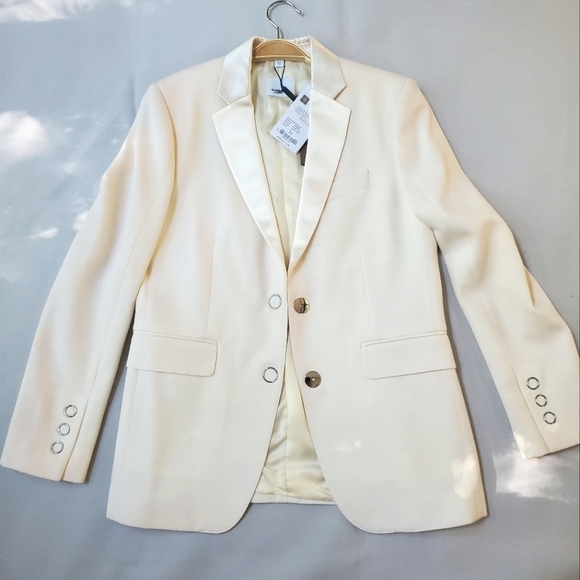 NWT$1,790 BURBERRY Caratown Wool Silk Trim Snap Tuxedo Blazer Jacket Sz 6 Medium - Picture 5 of 16